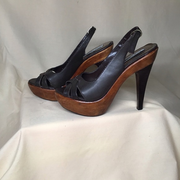 Steve Madden wood platform slingback heels size 7 - Picture 3 of 6